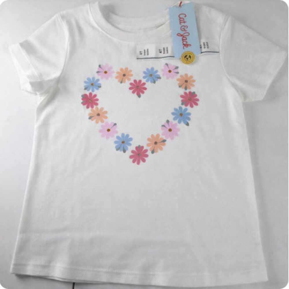 Cat & Jack Girl's 4T Short Sleeve Crew Neck Tee‎ NWT
